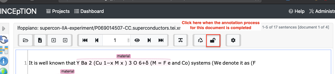 Icon to mark a document as "completed" and move it to the next step of the workflow