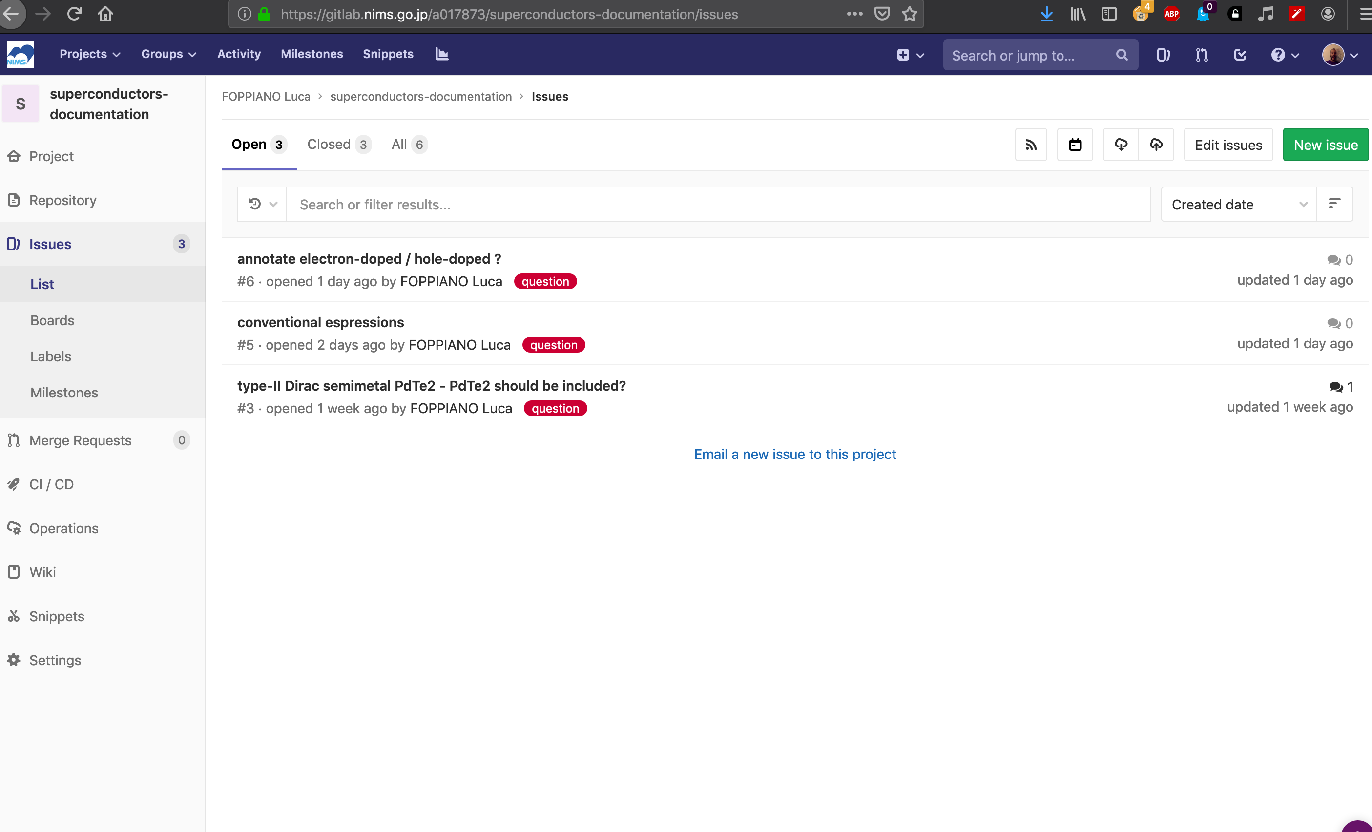 GitLab issues recording page screenshot